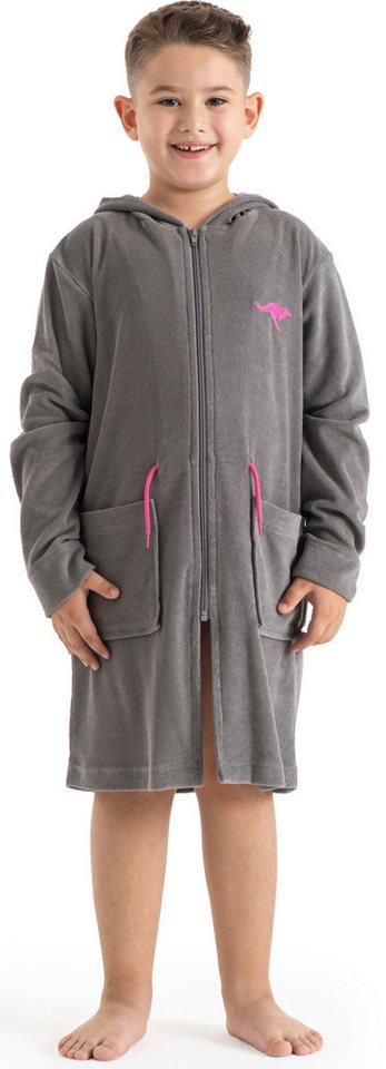 KangaROOS Kinderbademantel Kira, Ideal für Zuhause, Schwimmbad oder im Urlaub, Kurzform, Leichtfrottier, Kapuze, Reißverschluss, modernen, sportliches Design, l – Bild 5 von 5