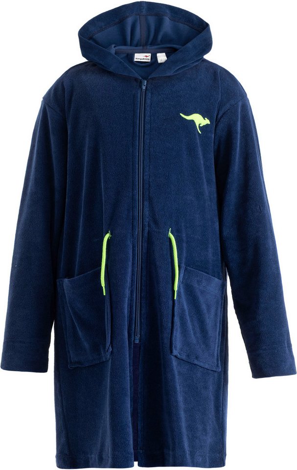 KangaROOS Kinderbademantel Kira, Ideal für Zuhause, Schwimmbad oder im Urlaub, Kurzform, Leichtfrottier, Kapuze, Reißverschluss, modernen, sportliches Design, l – Bild 2 von 5