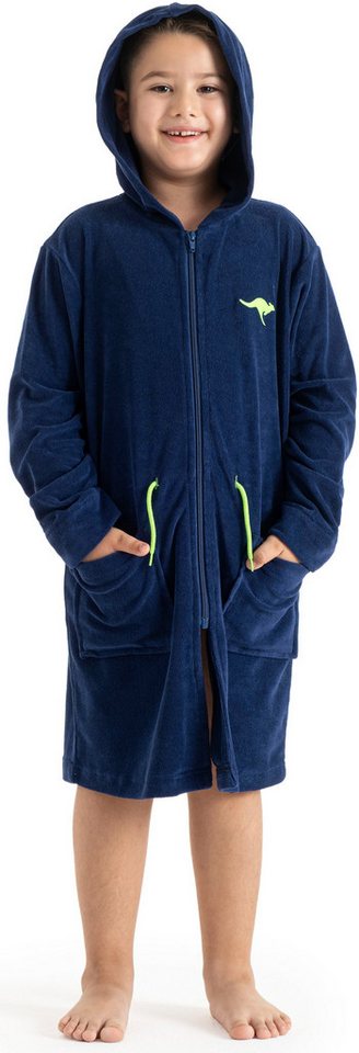 KangaROOS Kinderbademantel Kira, Ideal für Zuhause, Schwimmbad oder im Urlaub, Kurzform, Leichtfrottier, Kapuze, Reißverschluss, modernen, sportliches Design, l – Bild 4 von 5