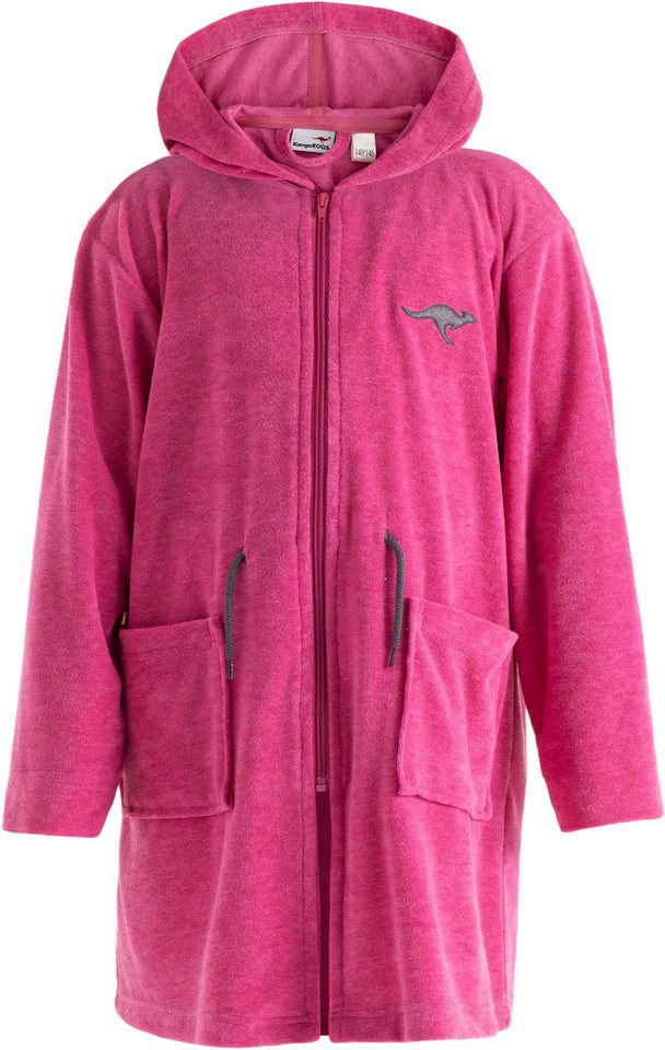 KangaROOS Kinderbademantel Kira, Ideal für Zuhause, Schwimmbad oder im Urlaub, Kurzform, Leichtfrottier, Kapuze, Reißverschluss, modernen, sportliches Design, l – Bild 2 von 5
