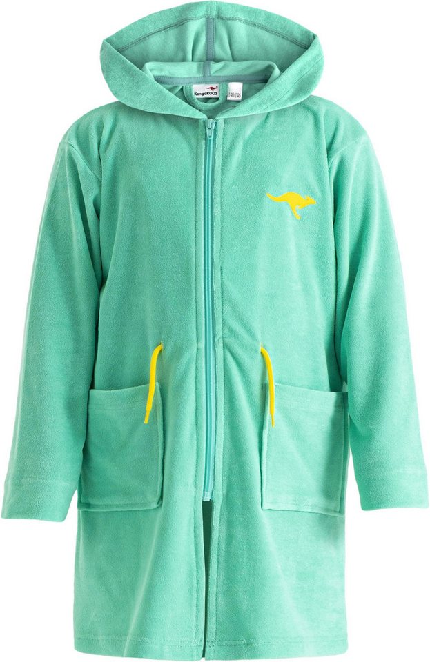 KangaROOS Kinderbademantel Kira, Ideal für Zuhause, Schwimmbad oder im Urlaub, Kurzform, Leichtfrottier, Kapuze, Reißverschluss, modernen, sportliches Design, l – Bild 2 von 5