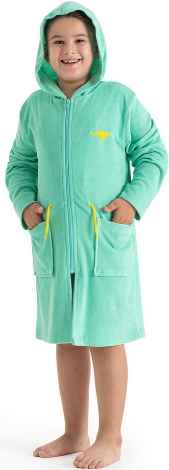 KangaROOS Kinderbademantel Kira, Ideal für Zuhause, Schwimmbad oder im Urlaub, Kurzform, Leichtfrottier, Kapuze, Reißverschluss, modernen, sportliches Design, l – Bild 5 von 5