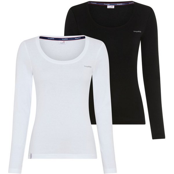 KangaROOS Langarmshirt (2er-Pack) im 2er-Pack, hüftbedeckende Länge, Basic-Passform, Langarm