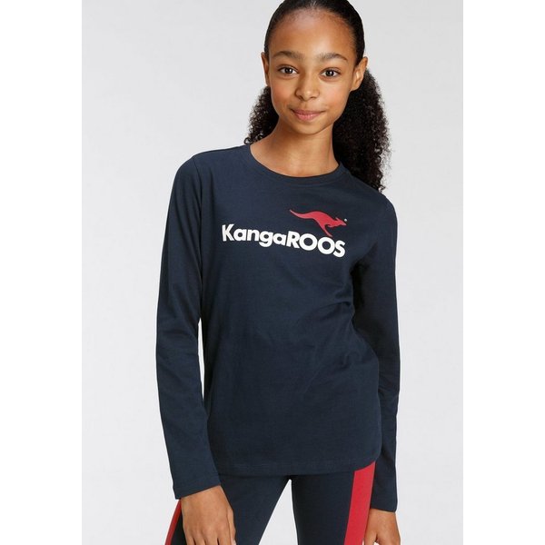 KangaROOS Langarmshirt Basic Logo Langarm, mit peppigem Druck, Rundhalsausschnitt, aus Baumwolle