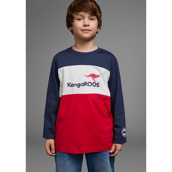 KangaROOS Langarmshirt Im tollem Colorblocking-Design Langarm, Basic-Passform, mit auffälligem Druck