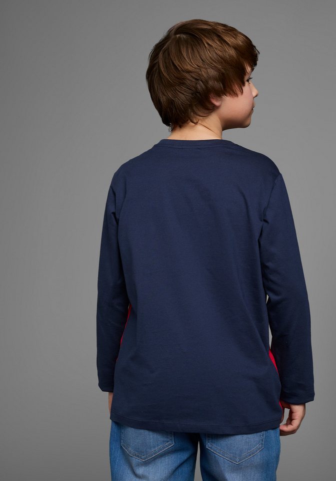 KangaROOS Langarmshirt Im tollem Colorblocking-Design Langarm, Basic-Passform, mit auffälligem Druck – Bild 2 von 5