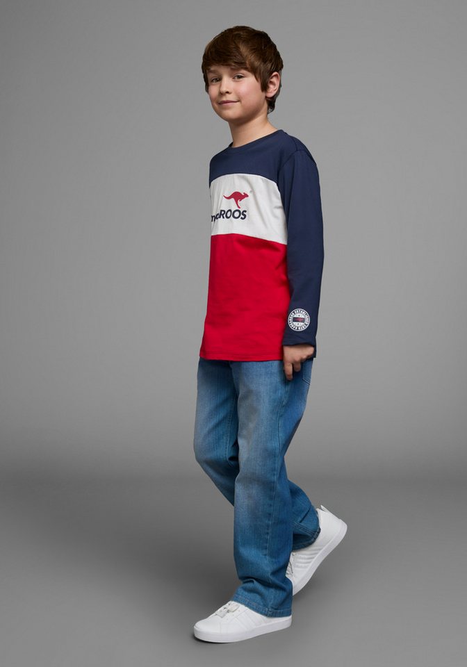 KangaROOS Langarmshirt Im tollem Colorblocking-Design Langarm, Basic-Passform, mit auffälligem Druck – Bild 4 von 5