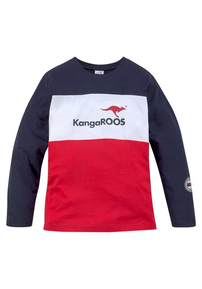 KangaROOS Langarmshirt Im tollem Colorblocking-Design Langarm, Basic-Passform, mit auffälligem Druck – Bild 5 von 5