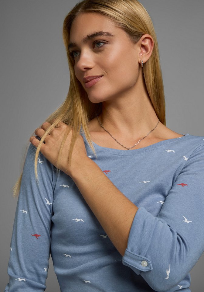 KangaROOS Langarmshirt krempelbare Ärmel, sehr figurbetont, aus elastischer Rippware – Bild 5 von 5