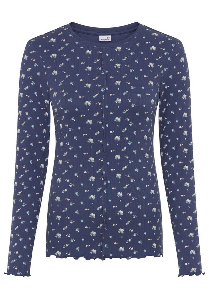 KangaROOS Langarmshirt Millefleurs, schmale Passform, Rollsäume – Bild 5 von 5