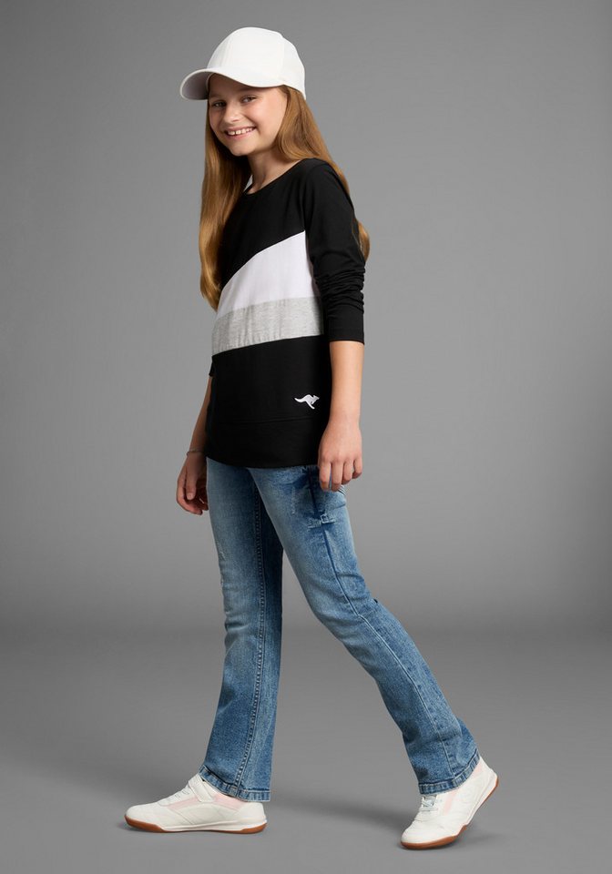 KangaROOS Langarmshirt mit coolem Colourblocking, mit Kangaroos Logo und Stickerei – Bild 4 von 5