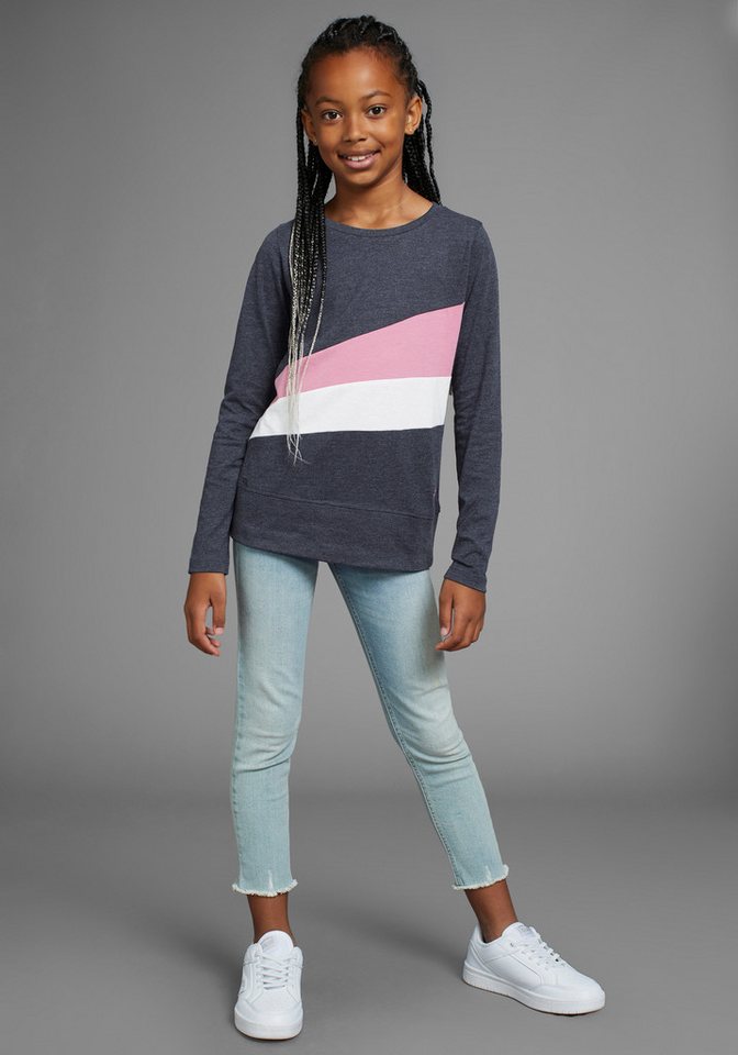 KangaROOS Langarmshirt mit coolem Colourblocking, mit Kangaroos Logo und Stickerei – Bild 4 von 5