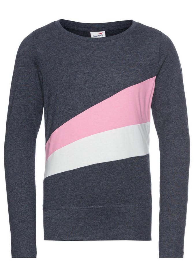 KangaROOS Langarmshirt mit coolem Colourblocking, mit Kangaroos Logo und Stickerei – Bild 5 von 5