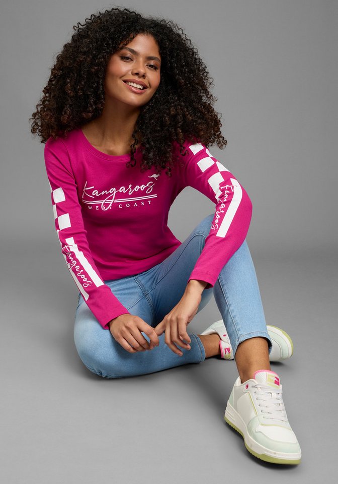 KangaROOS Langarmshirt mit Rundhalsausschnitt, hüftbedeckende Länge, Langarm-Design – Bild 4 von 5