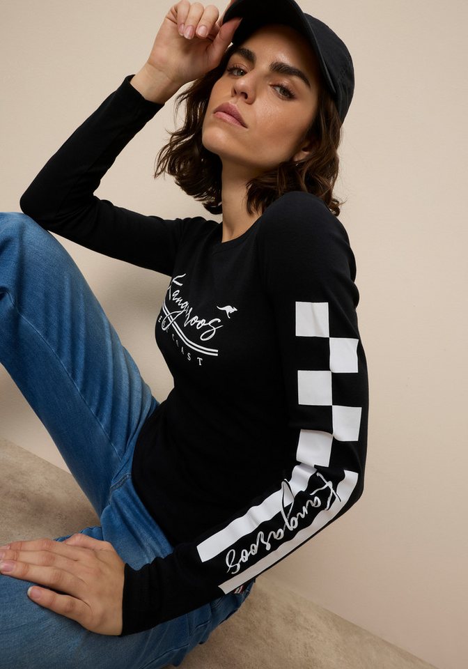 KangaROOS Langarmshirt mit Rundhalsausschnitt, hüftbedeckende Länge, Langarm-Design – Bild 3 von 5