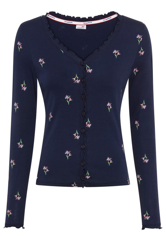 KangaROOS Langarmshirt mit V-Ausschnitt, figurbetonte Passform, hüftlange Form, aus Rippware – Bild 5 von 5