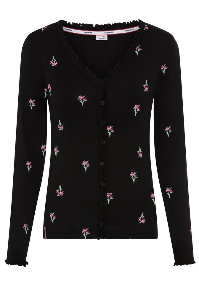 KangaROOS Langarmshirt mit V-Ausschnitt, figurbetonte Passform, hüftlange Form, aus Rippware – Bild 5 von 5
