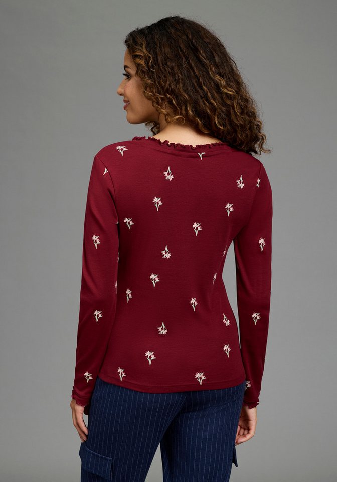 KangaROOS Langarmshirt mit V-Ausschnitt, figurbetonte Passform, hüftlange Form, aus Rippware – Bild 2 von 5
