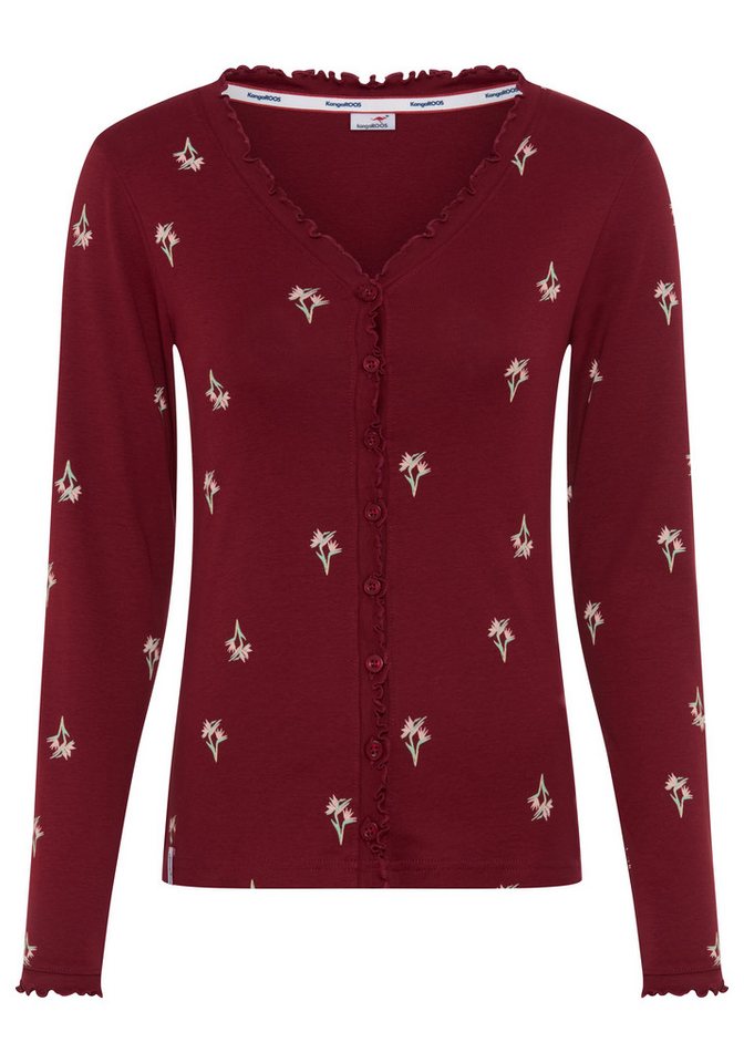 KangaROOS Langarmshirt mit V-Ausschnitt, figurbetonte Passform, hüftlange Form, aus Rippware – Bild 5 von 5