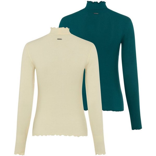 KangaROOS Langarmshirt (Packung, 2-tlg) figurbetonte Passform, hüftlange Schnittform, aus Ripp Jersey