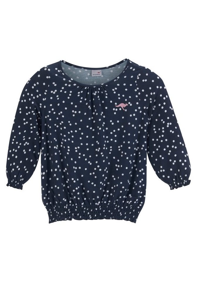 KangaROOS Langarmshirt, Viskoseshirt mit 3/4 Arm weite Passform, gepunktetes Design, Rundhalsausschnitt – Bild 4 von 5