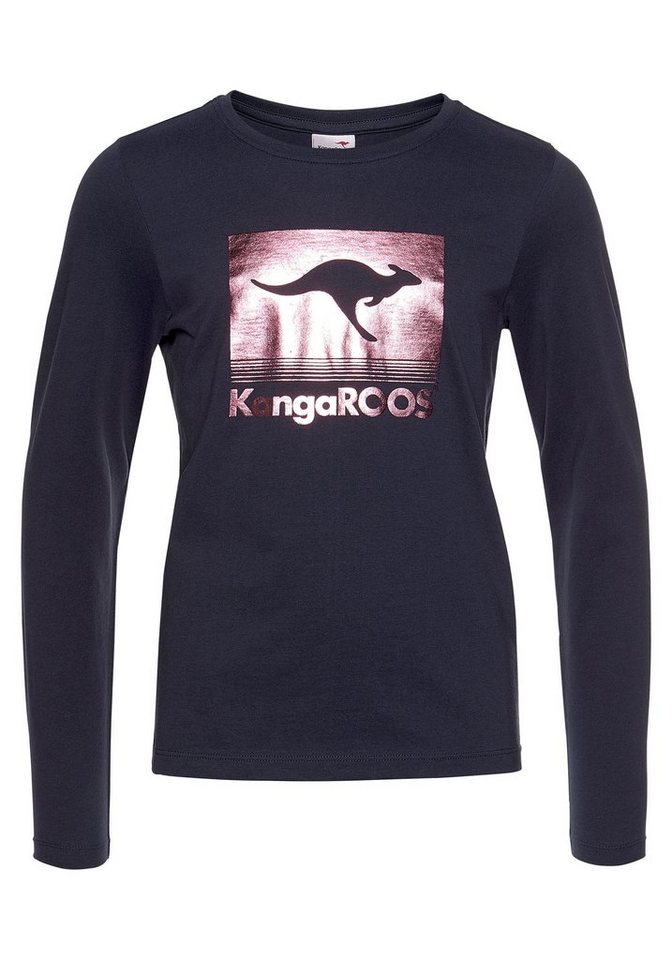 KangaROOS Langarmshirt taillierter Schnitt, stylischer Print, Rundhalsausschnitt – Bild 5 von 5