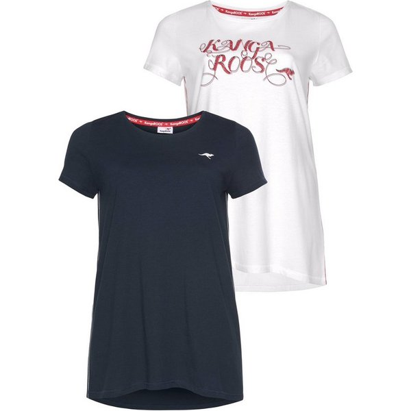 KangaROOS Longshirt (2er-Pack) Kurzarm, figurumschmeichelnde Passform, große Größen