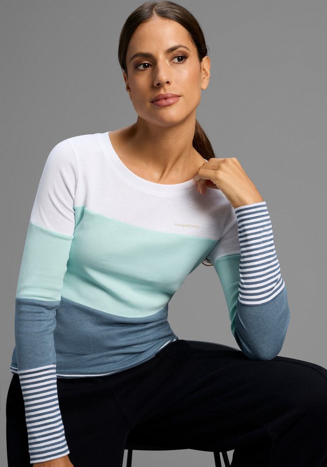 KangaROOS Longsleeve mit Langarm, figurbetonte Passform, Colourblocking-Optik – Bild 2 von 5
