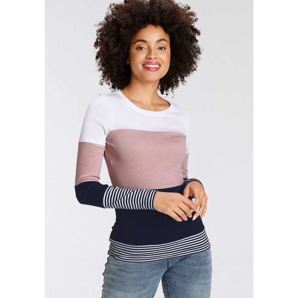 KangaROOS Longsleeve mit Langarm, figurbetonte Passform, Colourblocking-Optik