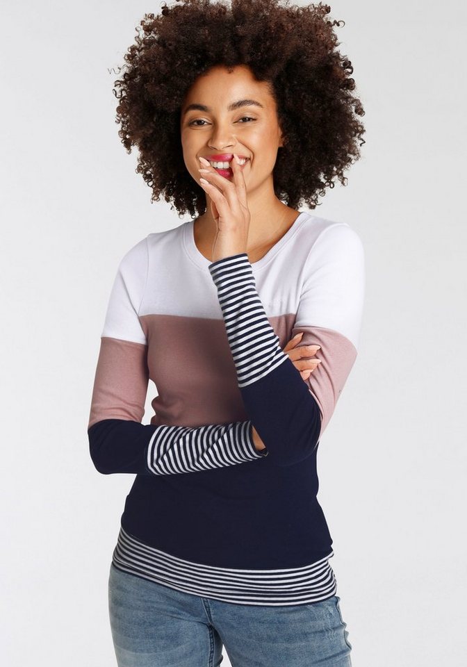 KangaROOS Longsleeve mit Langarm, figurbetonte Passform, Colourblocking-Optik – Bild 2 von 5