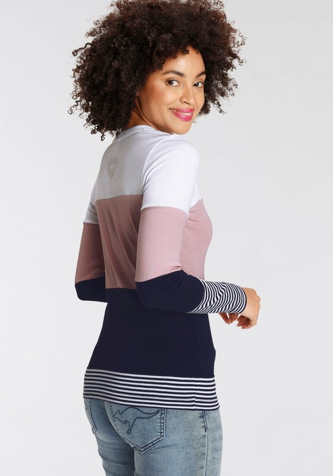 KangaROOS Longsleeve mit Langarm, figurbetonte Passform, Colourblocking-Optik – Bild 3 von 5