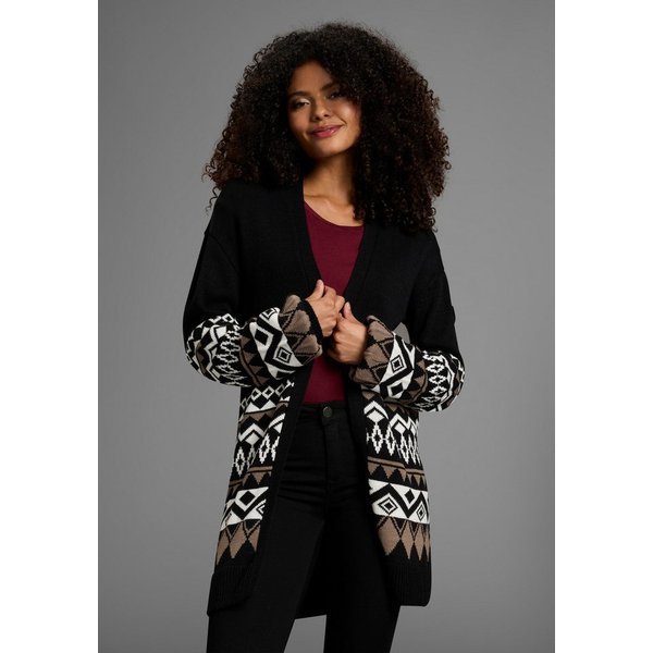 KangaROOS Longstrickjacke lang geschnitten, ohne Verschluss, figurumspielende Passform
