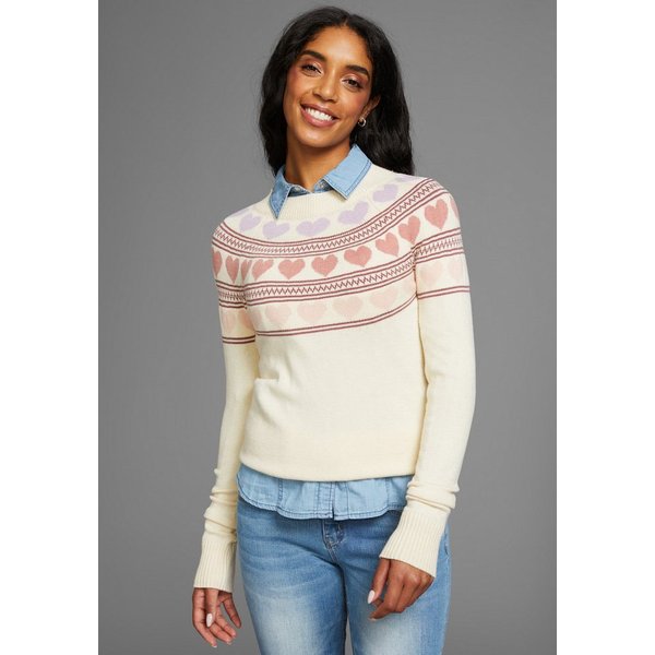 KangaROOS Norwegerpullover mit Rundhalsausschnitt, hüftlange Form, figurumspielende Passform