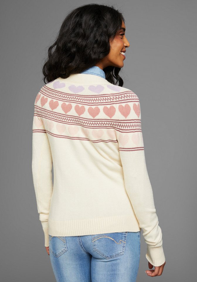 KangaROOS Norwegerpullover mit Rundhalsausschnitt, hüftlange Form, figurumspielende Passform – Bild 2 von 5
