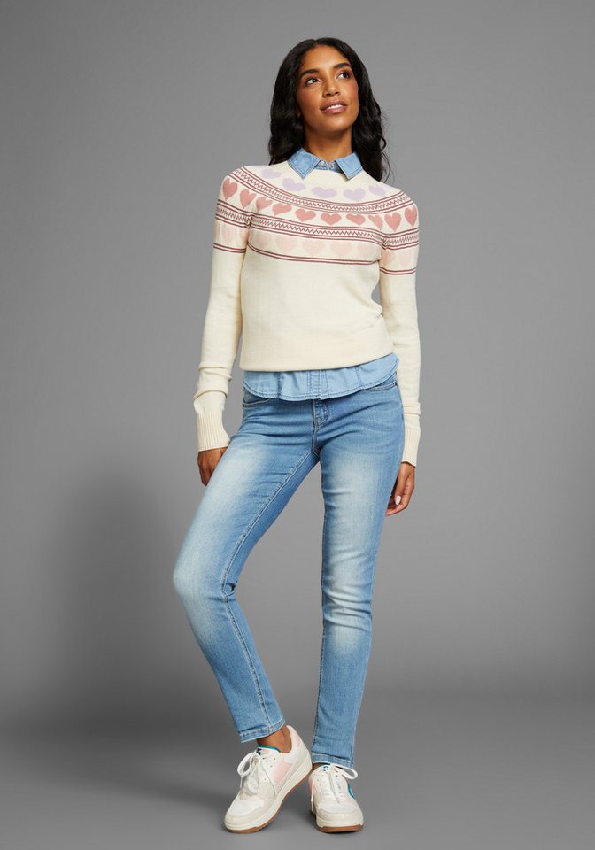 KangaROOS Norwegerpullover mit Rundhalsausschnitt, hüftlange Form, figurumspielende Passform – Bild 4 von 5