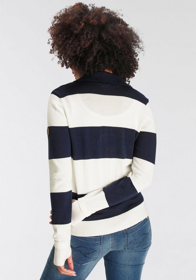 KangaROOS Polokragenpullover mit modischer Knopfleiste & maritimen Blockstreifen – Bild 3 von 5