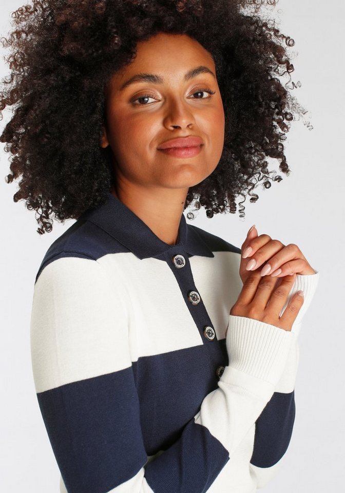 KangaROOS Polokragenpullover mit modischer Knopfleiste & maritimen Blockstreifen – Bild 5 von 5