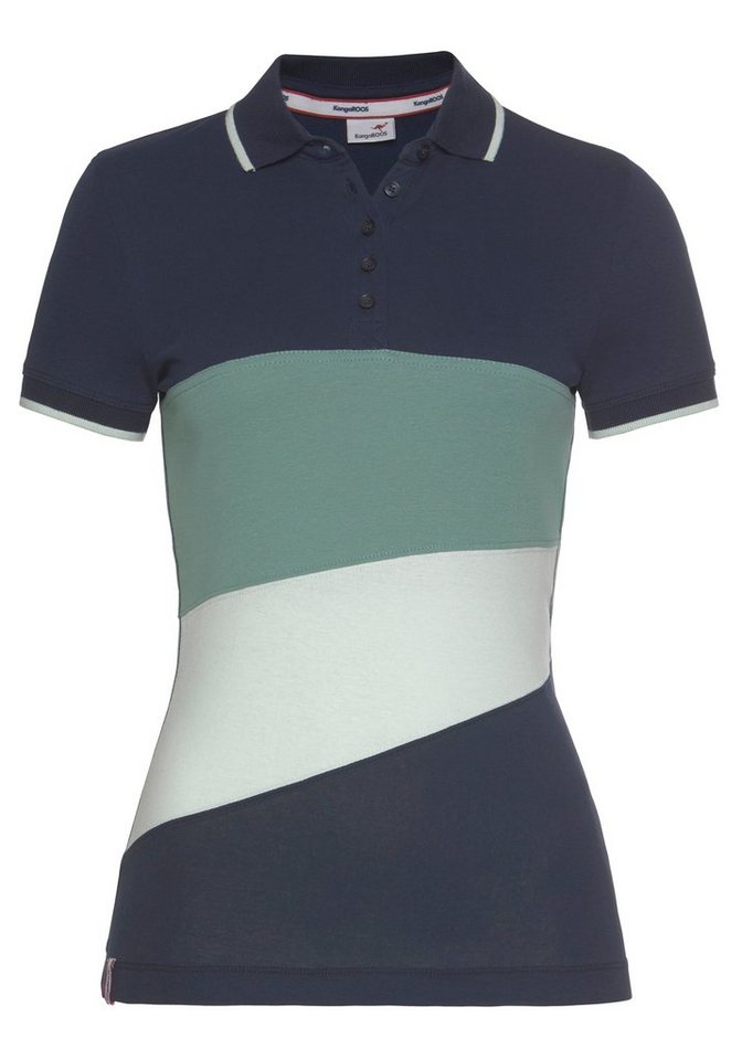 KangaROOS Poloshirt Kurzarm, figurbetonter Schnitt, Colourblocking-Optik, Polokragen – Bild 4 von 5