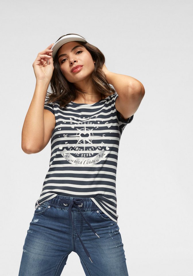 KangaROOS Print-Shirt Kurzarm, figurbetonter Schnitt, mit Metallic-Print – Bild 2 von 5