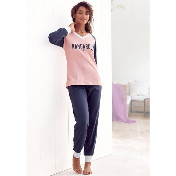 KangaROOS Pyjama (Set, 2 tlg) mit kontrastfarbenen Raglanärmeln