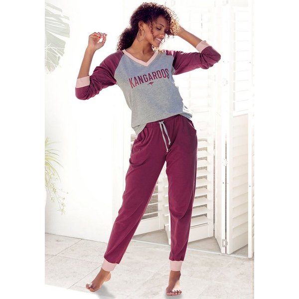 KangaROOS Pyjama (Set, 2 tlg) mit kontrastfarbenen Raglanärmeln