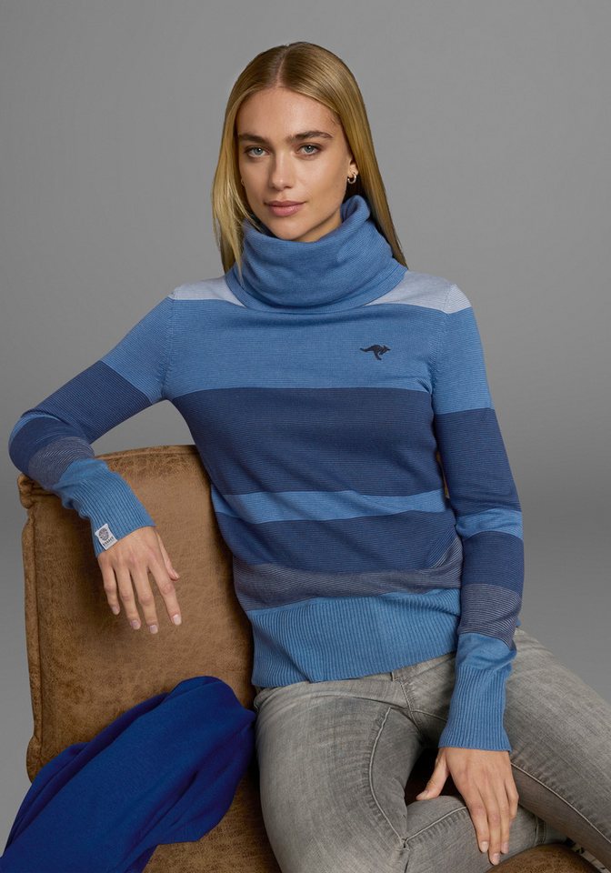 KangaROOS Rollkragenpullover gestreift mit hohem Stehkragen – Bild 2 von 5