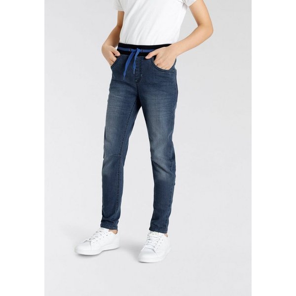 KangaROOS Schlupfjeans, Stretch-Jeans mit schmalem Bein für Jungen schmale Beinform, Used-Waschung, komfortable Leibhöhe