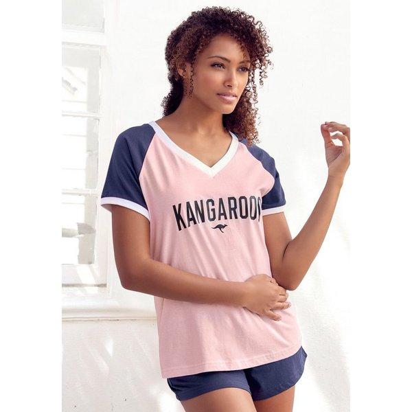 KangaROOS Shorty (Set, 2 tlg) mit kontrastfarbenen Raglanärmeln