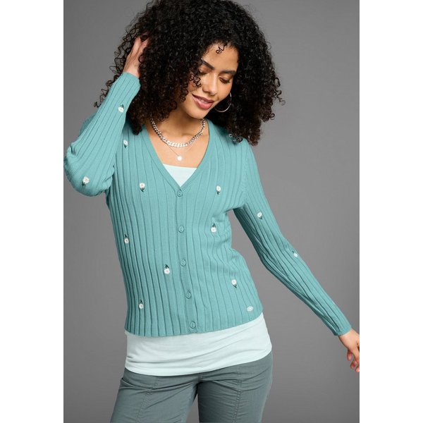 KangaROOS Strickjacke aus Rippstrick mit Stickerei