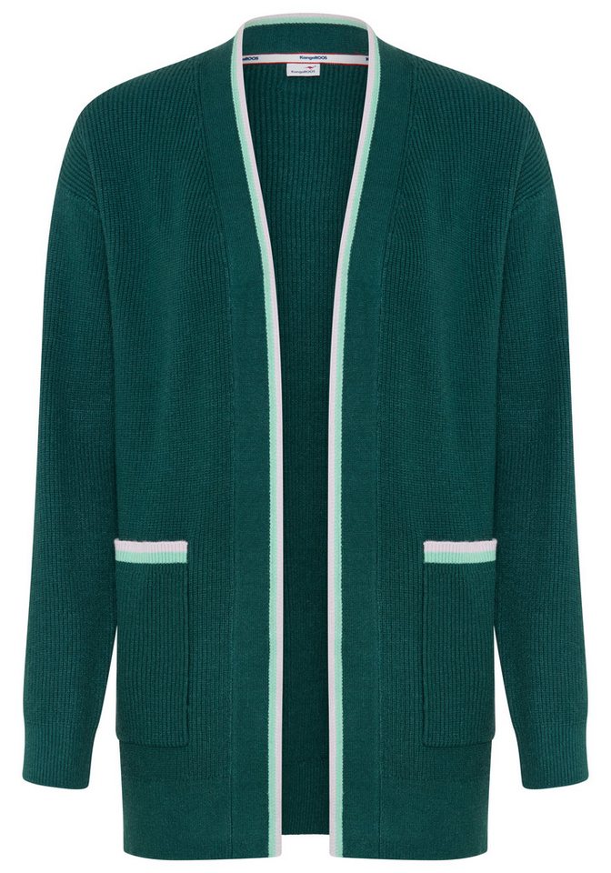KangaROOS Strickjacke hüftbedeckende Länge, Kontrastdetails, offene Form – Bild 5 von 5
