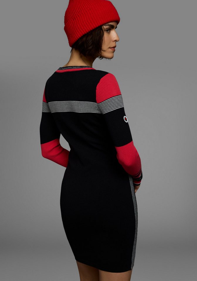 KangaROOS Strickkleid figurbetont, lang, sportiver Look, aus Baumwollmix, Langarm – Bild 3 von 5