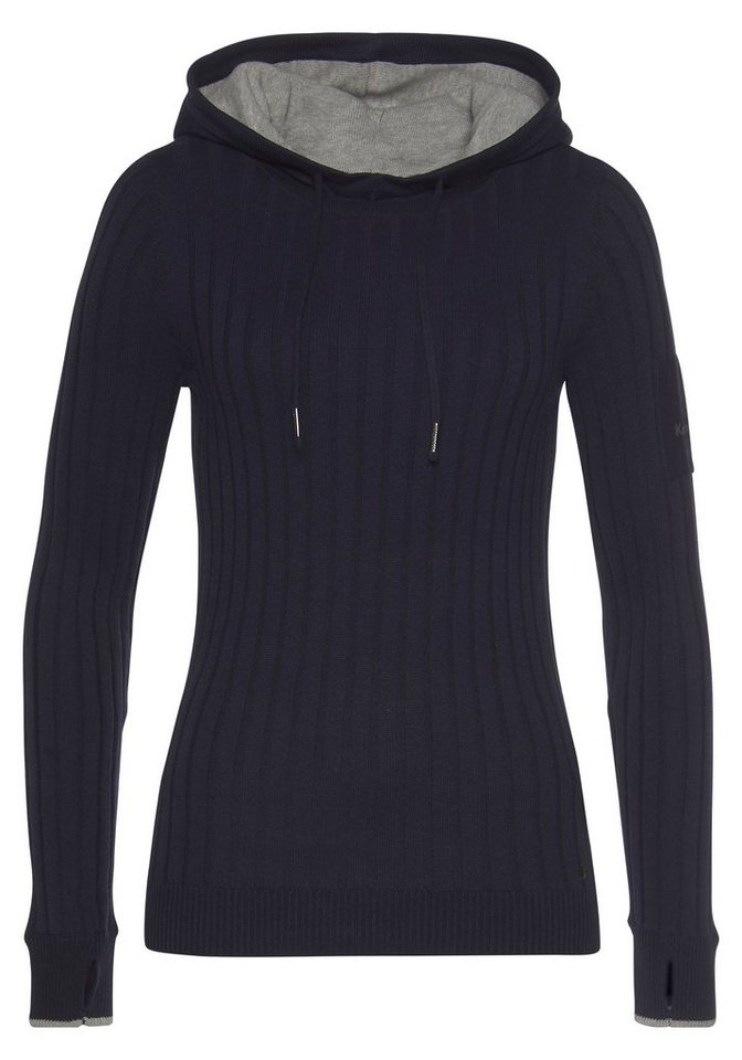 KangaROOS Strickpullover mit kontrastfarbener Kapuzeninnenseite und Logodruck auf dem Arm – Bild 5 von 5