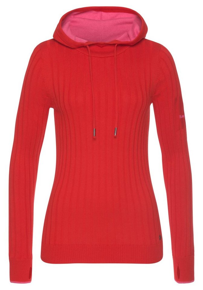 KangaROOS Strickpullover mit kontrastfarbener Kapuzeninnenseite und Logodruck auf dem Arm – Bild 5 von 5