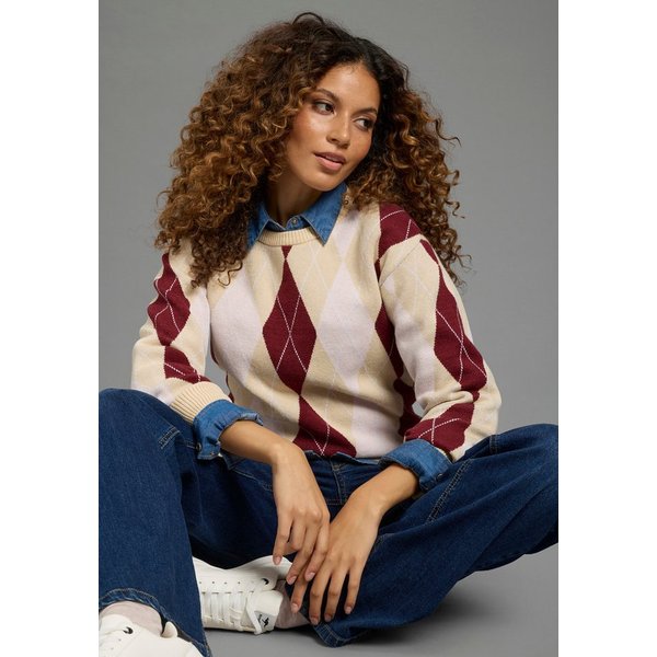 KangaROOS Strickpullover mit Rautenmuster, aus Viskose und Polyamid, Argyle